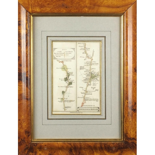 258 - Late 18th century Newinghton to Ryegate road plan by J Cary, dated July 1st 1790, mounted and framed... 