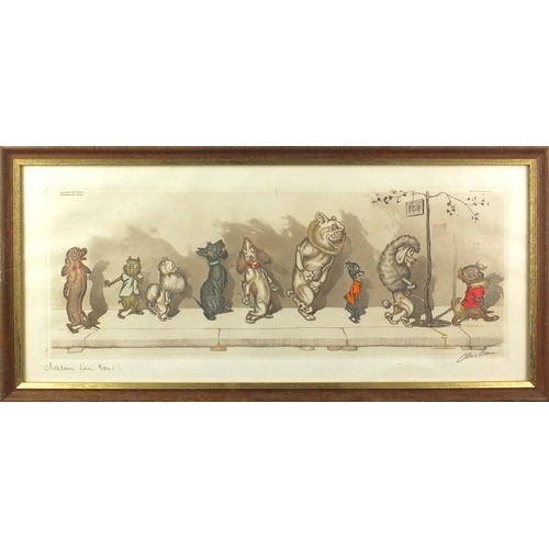 1428 - Boris O'Klein - Comical dogs, set of four pencil signed coloured etchings, each titled to the margin... 