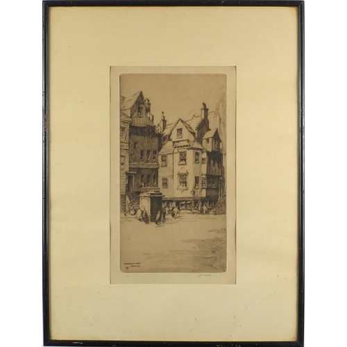 1431 - Two pencil signed black and white etchings including, John Knox's house, Edinburgh by J S C Limpson,... 