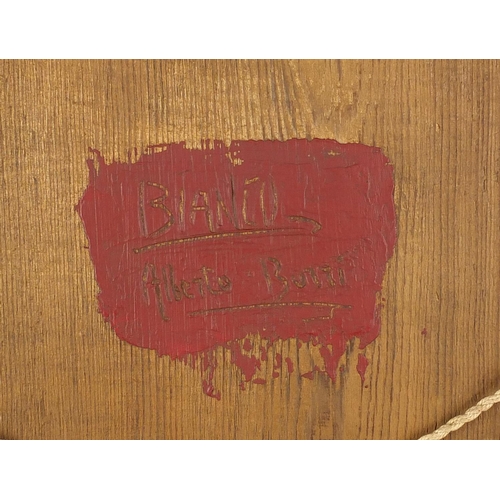 1163 - Abstract composition, impasto oil onto canvas board, bearing a signature Butta, inscription verso, m... 