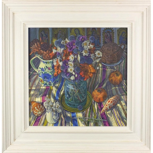 1203 - Liam Thompson 1994 - Solomon's Song, oil onto canvas, inscribed label and inscription verso, framed,... 