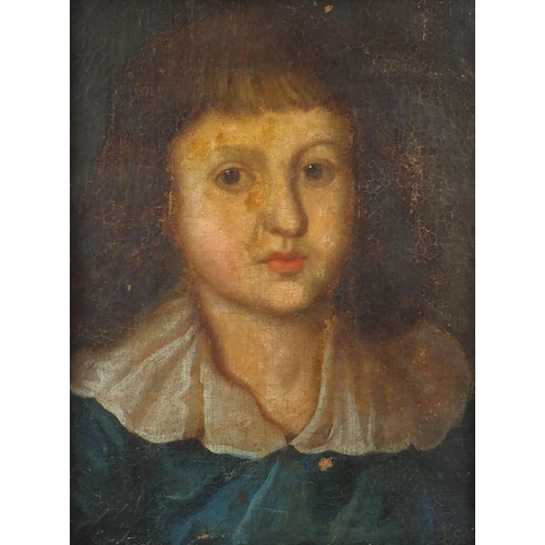 1172 - Head and shoulders portrait of a young male, 18th century Dutch school oil onto canvas, label verso,... 