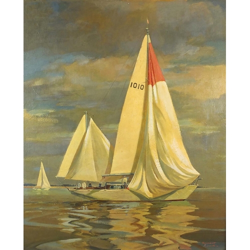 1206 - Robert Back - Starfire of Kent off W.Mersey 65, oil onto canvas, Society of Marine Artists, Federati... 