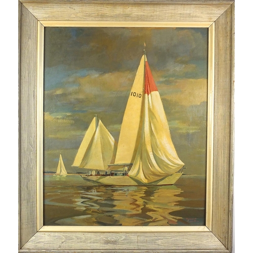 1206 - Robert Back - Starfire of Kent off W.Mersey 65, oil onto canvas, Society of Marine Artists, Federati... 