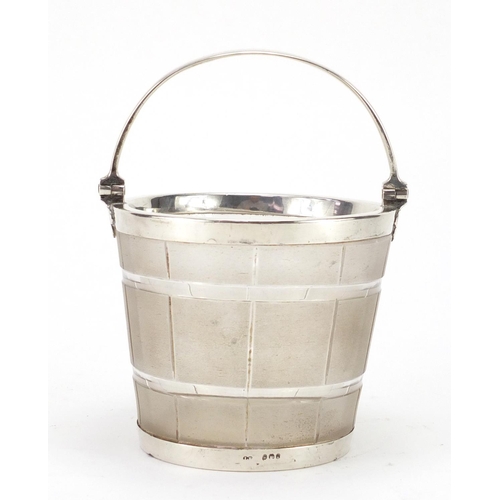 90 - Victorian silver mounted miniature ice pale in the form of a basket, by John Figg, London 1865, 9.5c... 
