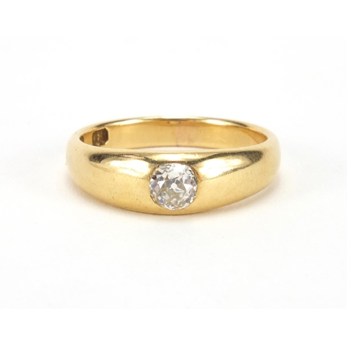 1015 - 18ct gold diamond solitaire ring, size M, approximate weight 5.2g