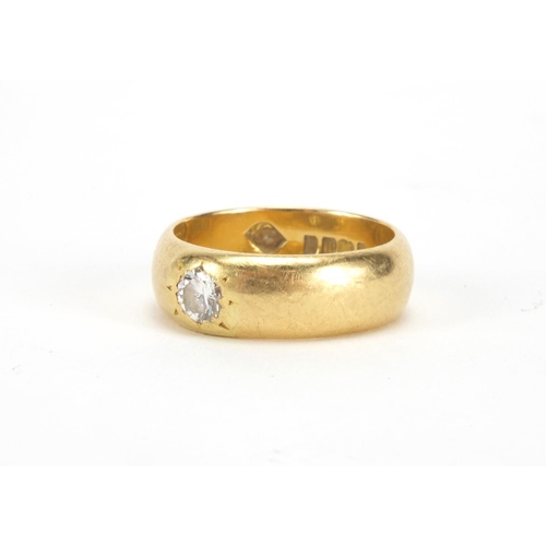 1009 - 18ct gold diamond solitaire ring, size K, approximate weight 7.5g