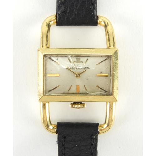 1065 - 18ct gold Jaeger Le-Coultre drivers watch, numbered 1335510 to the back of the case, the case approx... 