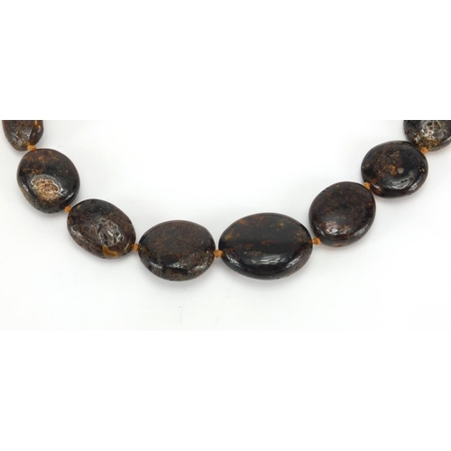 1062 - Amber coloured bead necklace, 50cm in length,  approximate weight 46.5g