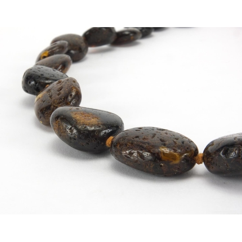 1062 - Amber coloured bead necklace, 50cm in length,  approximate weight 46.5g