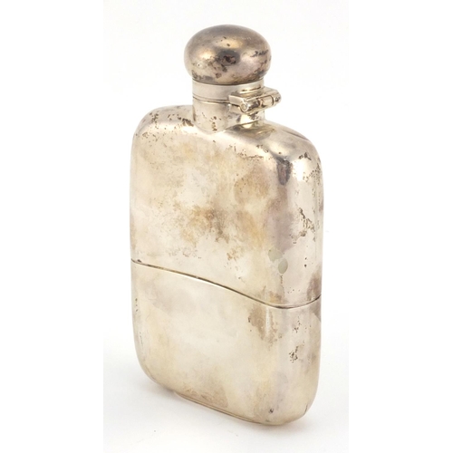89 - Silver hip flask with detachable cup, J D W D Sheffield 1912, 11.5cm in length, approximate weight  ... 