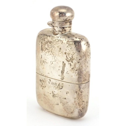89 - Silver hip flask with detachable cup, J D W D Sheffield 1912, 11.5cm in length, approximate weight  ... 