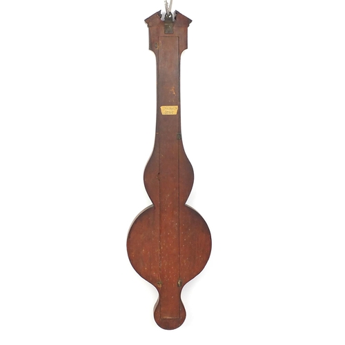 1143 - 19th century inlaid mahogany banjo barometer by L Nagretli & Sons of Bristol with with broken arch p... 