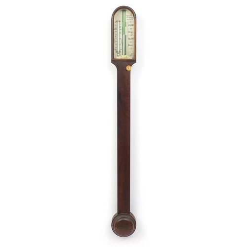 1141 - 19th century rosewood stick barometer by W Heath of Plymouth, 89cm high