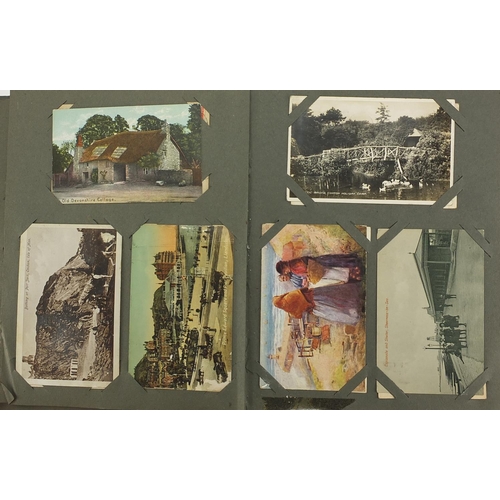 270 - Predominantly Military, topographical and greetings postcards arranged in an album, some black and w... 