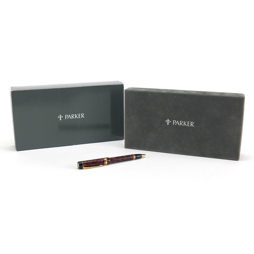 118 - Parker red marbleised centennial ball point pen with box
