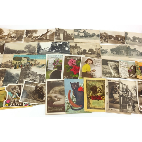 269 - Mostly topographical, greetings and comical postcards, including black and white photographic exampl... 