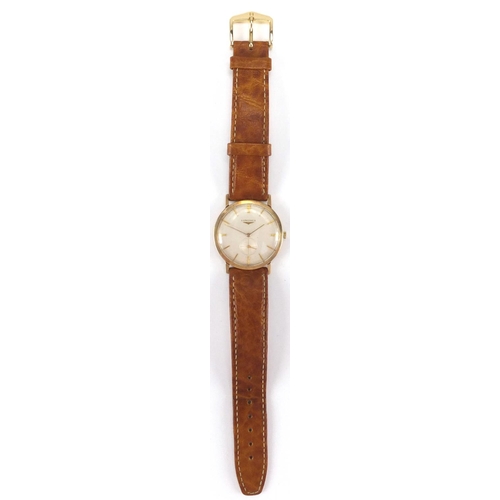 1072 - 9ct gold Longines gentleman's wristwatch, 3.2cm in diameter excluding the crown