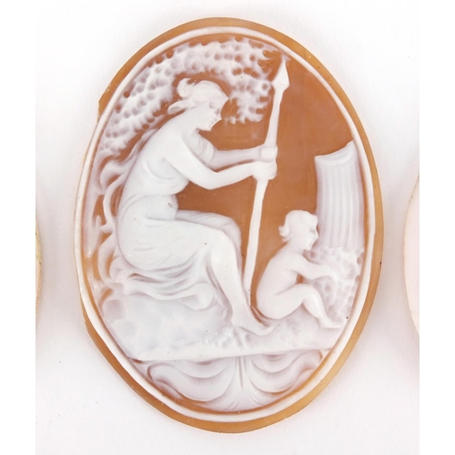 1031 - Four Victorian and later carved cameo panels, the largest 5cm in length