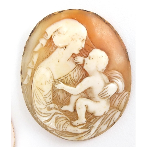 1031 - Four Victorian and later carved cameo panels, the largest 5cm in length