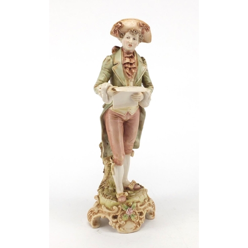 715 - Royal Dux porcelain figure of a young musician, factory marks and numbered 74 to the base