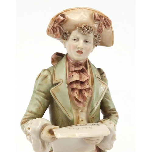 715 - Royal Dux porcelain figure of a young musician, factory marks and numbered 74 to the base