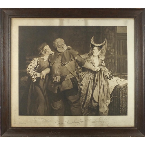 1446 - John Collier - Theatrical print signed by Ellen Terry, John Collier, Herbert Dech Toe and mad Kendal... 