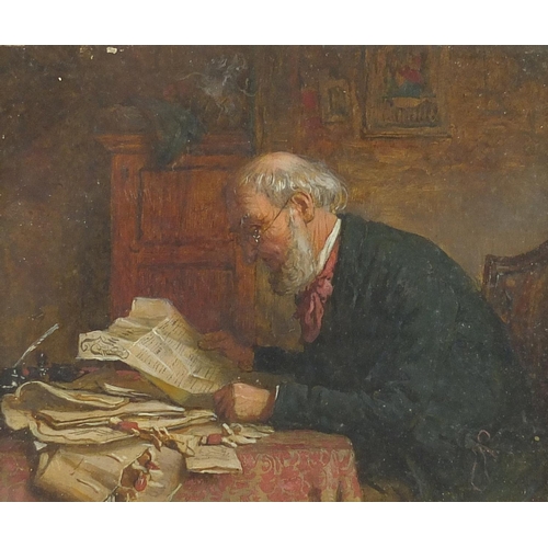 1178 - Robert William Wright - Grandma sewing and Grandpa in his study reading a document, pair of late 19t... 