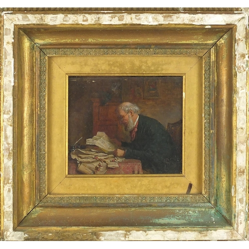 1178 - Robert William Wright - Grandma sewing and Grandpa in his study reading a document, pair of late 19t... 