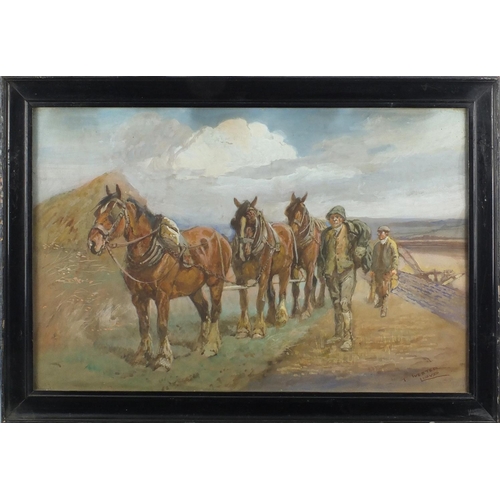 1155 - Thomas Ivester Lloyd - Work horses, set of nine heightened watercolours, all framed, each 49cm x 31.... 