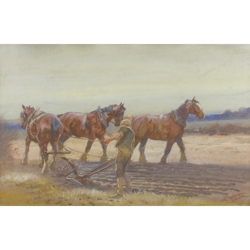 1155 - Thomas Ivester Lloyd - Work horses, set of nine heightened watercolours, all framed, each 49cm x 31.... 