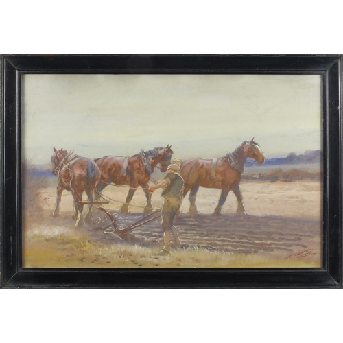 1155 - Thomas Ivester Lloyd - Work horses, set of nine heightened watercolours, all framed, each 49cm x 31.... 