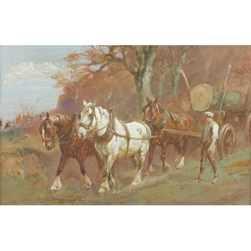 1155 - Thomas Ivester Lloyd - Work horses, set of nine heightened watercolours, all framed, each 49cm x 31.... 