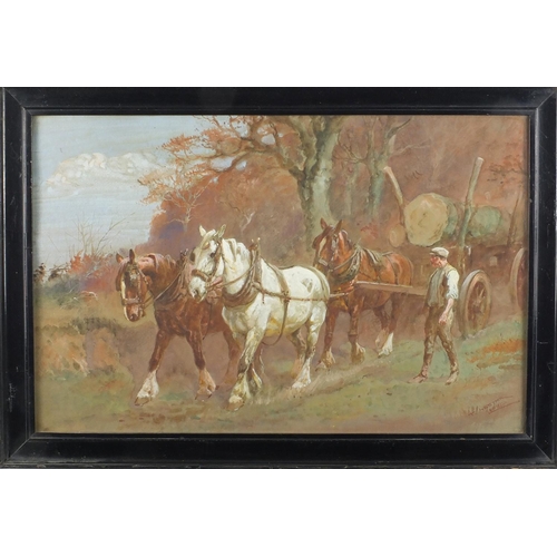 1155 - Thomas Ivester Lloyd - Work horses, set of nine heightened watercolours, all framed, each 49cm x 31.... 