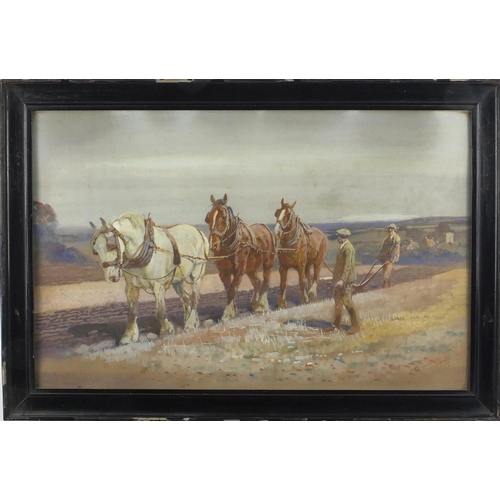 1155 - Thomas Ivester Lloyd - Work horses, set of nine heightened watercolours, all framed, each 49cm x 31.... 