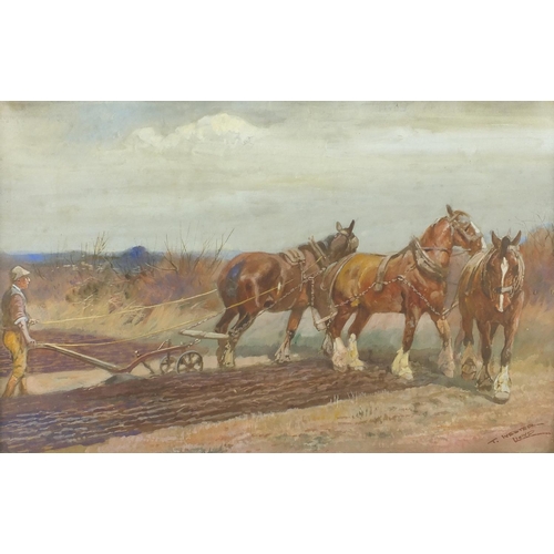 1155 - Thomas Ivester Lloyd - Work horses, set of nine heightened watercolours, all framed, each 49cm x 31.... 