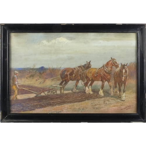 1155 - Thomas Ivester Lloyd - Work horses, set of nine heightened watercolours, all framed, each 49cm x 31.... 