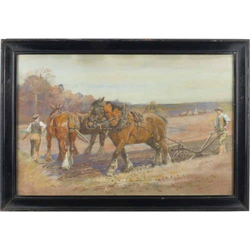 1155 - Thomas Ivester Lloyd - Work horses, set of nine heightened watercolours, all framed, each 49cm x 31.... 