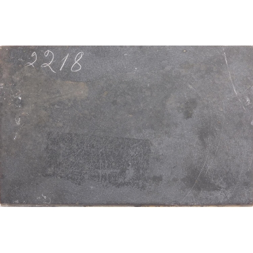 38 - Rectangular Pietra dura landscape plaque inlaid with various stones including malachite and Lapiz La... 