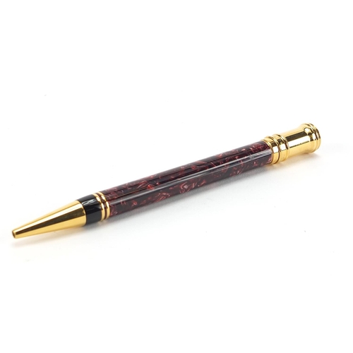 119 - Parker duofold red marbleised ball point pen with case and box