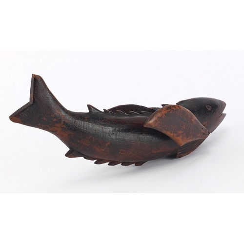 51 - Pitcairn carved wooden flying fish, stamped souvenir form Pitcairn to both wings, 33.5cm in length