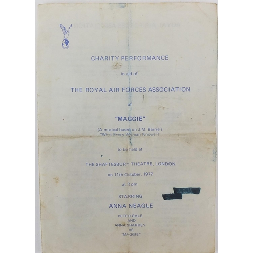 237 - Royal Air Force Association charity performance 1977 programme signed by five including, Hugh Dundas... 
