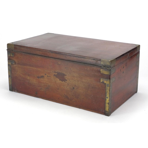 54 - Victorian mahogany campaign drawing chest with brass inset handles, the hinged lid opening to reveal... 