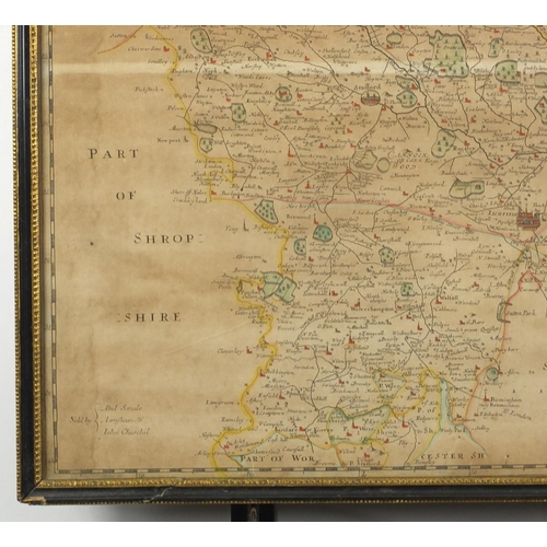 256 - Three 18th century hand coloured maps comprising a one of Staffordshire by Rob Morden, Cambridgeshir... 