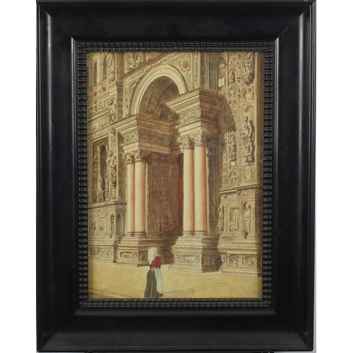 1218 - J De Caynoth Ballardie - Milano and Porta Maggiore, pair of architectural watercolours, both framed,... 