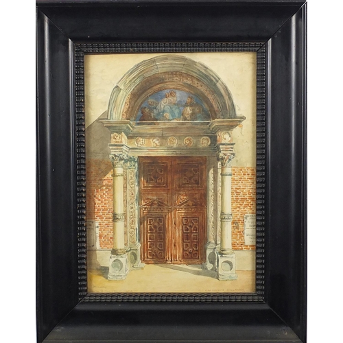 1218 - J De Caynoth Ballardie - Milano and Porta Maggiore, pair of architectural watercolours, both framed,... 