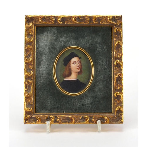 4 - Oval hand painted portrait miniature onto ivory of a female, bearing an indistinct signature, mounte... 