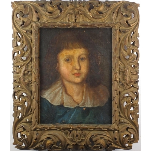 1172 - Head and shoulders portrait of a young male, 18th century Dutch school oil onto canvas, label verso,... 