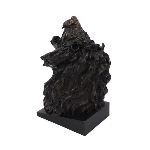 21 - José-Maria David 1944-2015, patinated bronze Roaring Lion's Head, dated 2011 signed, numbered 5/8 an... 