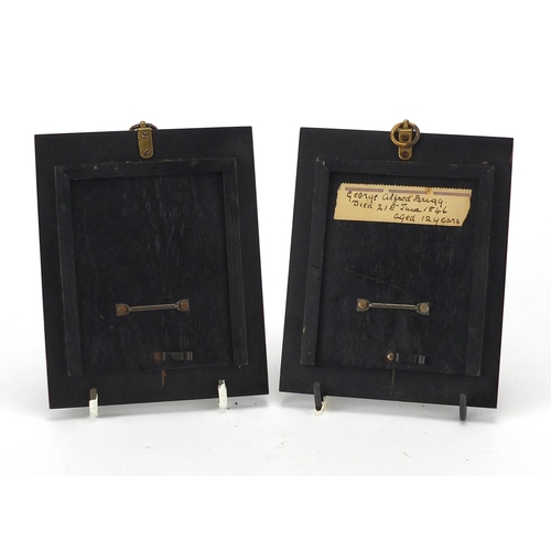 14 - Pair of 19th century silhouettes, one of a male one of a female, both housed in black ebonised frame... 